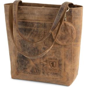 imageBERLINER BAGS Vintage Genuine Leather Tote Bag Seville Handbag Large Shopper for WomenWalnut