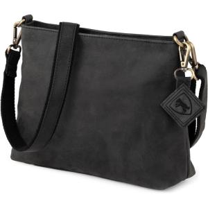 imageBERLINER BAGS Vintage Leather Shoulder Bag Marbella Crossbody Handbag for Women  BrownDark Grey M