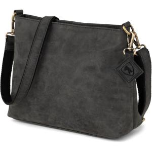 imageBERLINER BAGS Vintage Leather Shoulder Bag Marbella Crossbody Handbag for Women  BrownDark Grey S