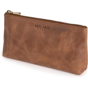 imageBERLINER BAGS Vintage Genuine Leather Makeup Bag Anna Cosmetic Bag for Purse Travel and Cosmetics Pouch with Zipper for Women  BrownCamel