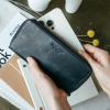imageBERLINER BAGS Vintage Genuine Leather Wallet Margo RFID Blocking Credit Card Holder Slim Womens Wallet Zip Around Wallet for 13 Cards and ID window Bills Coins  BrownDark Grey