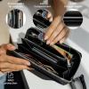 imageBerliner Bags Premium Genuine Leather Wallet Lyon RFID Blocking Credit Card Holder Clutch Purses for Women Zip Around Wallet for 15 Cards and ID window Bills Coins  BlackBlack Silver Antique