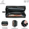 imageBerliner Bags Premium Genuine Leather Wallet Lyon RFID Blocking Credit Card Holder Clutch Purses for Women Zip Around Wallet for 15 Cards and ID window Bills Coins  BlackBlack Emboss