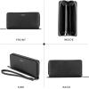 imageBerliner Bags Premium Genuine Leather Wallet Lyon RFID Blocking Credit Card Holder Clutch Purses for Women Zip Around Wallet for 15 Cards and ID window Bills Coins  BlackBlack Silver Antique