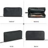 imageBerliner Bags Premium Genuine Leather Wallet Lyon RFID Blocking Credit Card Holder Clutch Purses for Women Zip Around Wallet for 15 Cards and ID window Bills Coins  BlackBlack Emboss