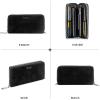 imageBerliner Bags Premium Genuine Leather Wallet Lyon RFID Blocking Credit Card Holder Clutch Purses for Women Zip Around Wallet for 15 Cards and ID window Bills Coins  BlackBlack Suede