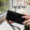 imageBerliner Bags Premium Genuine Leather Wallet Lyon RFID Blocking Credit Card Holder Clutch Purses for Women Zip Around Wallet for 15 Cards and ID window Bills Coins  BlackBlack Suede