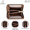 imageBerliner Bags Vintage Genuine Leather Small Wallet for Women Elsa Card Holder Mini Bifold Wallet for Cash RFID Blocking Zip Around  Brown