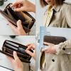 imageBERLINER BAGS Vintage Genuine Leather Wallet Palma RFID Blocking Credit Card Holder Slim Womens Wallet Zip Around Wallet for 14 Cards Bills Coins ID Window  Dark GreyEspresso