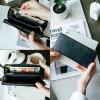 imageBERLINER BAGS Vintage Genuine Leather Wallet Palma RFID Blocking Credit Card Holder Slim Womens Wallet Zip Around Wallet for 14 Cards Bills Coins ID Window  Dark GreyDark Grey