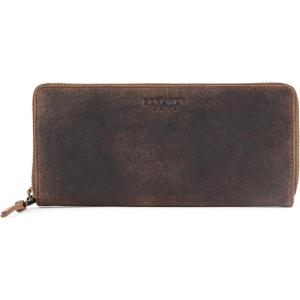 imageBERLINER BAGS Vintage Genuine Leather Wallet Palma RFID Blocking Credit Card Holder Slim Womens Wallet Zip Around Wallet for 14 Cards Bills Coins ID Window  Dark GreyEarth