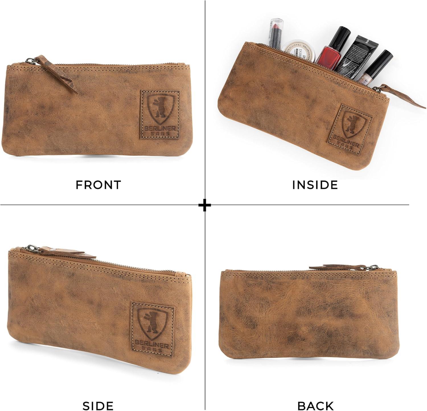 imageBERLINER BAGS Vintage Leather Pencil Case Pen Pouch for Work and University for Men and WomenWalnut