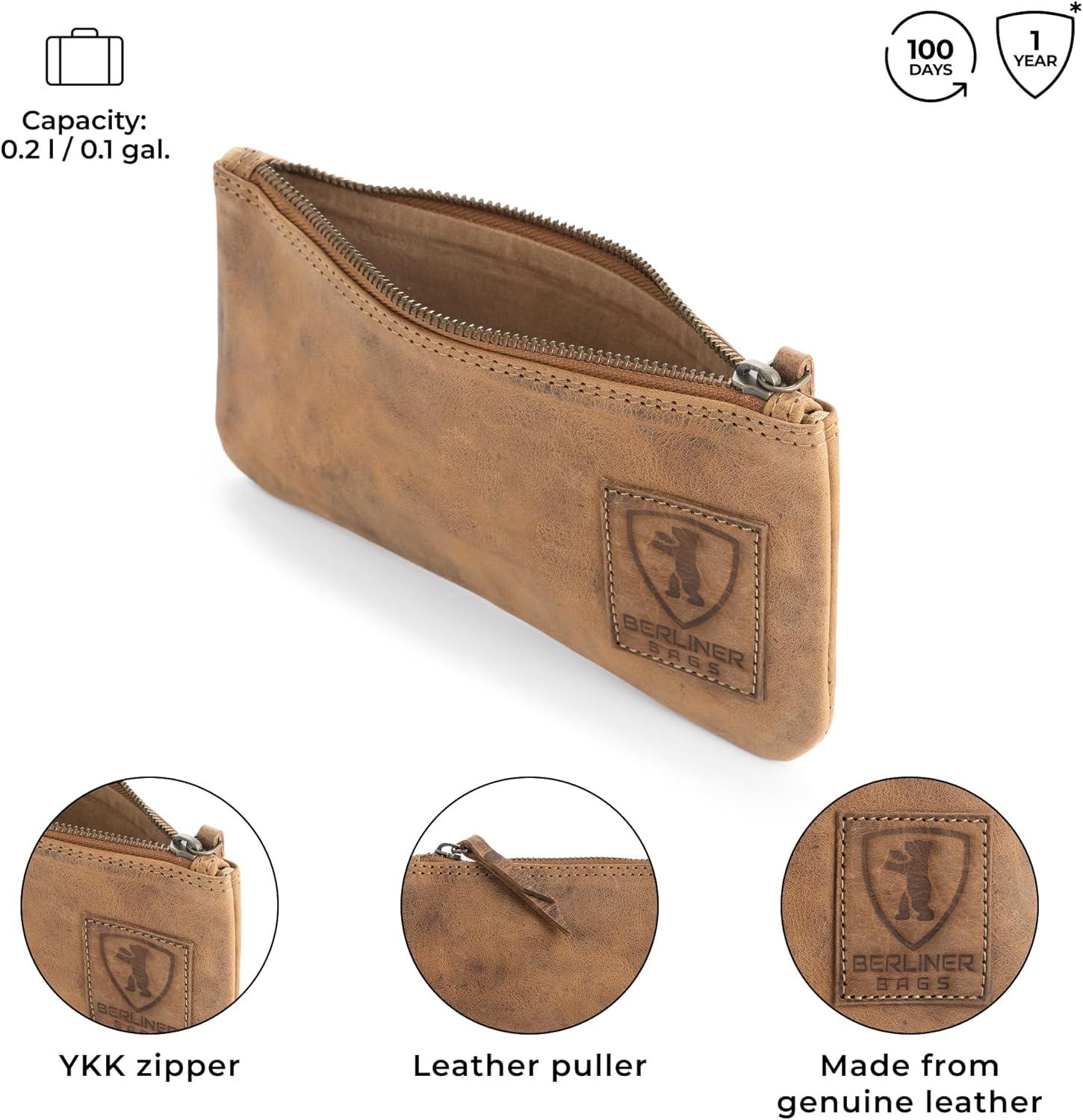imageBERLINER BAGS Vintage Leather Pencil Case Pen Pouch for Work and University for Men and WomenWalnut