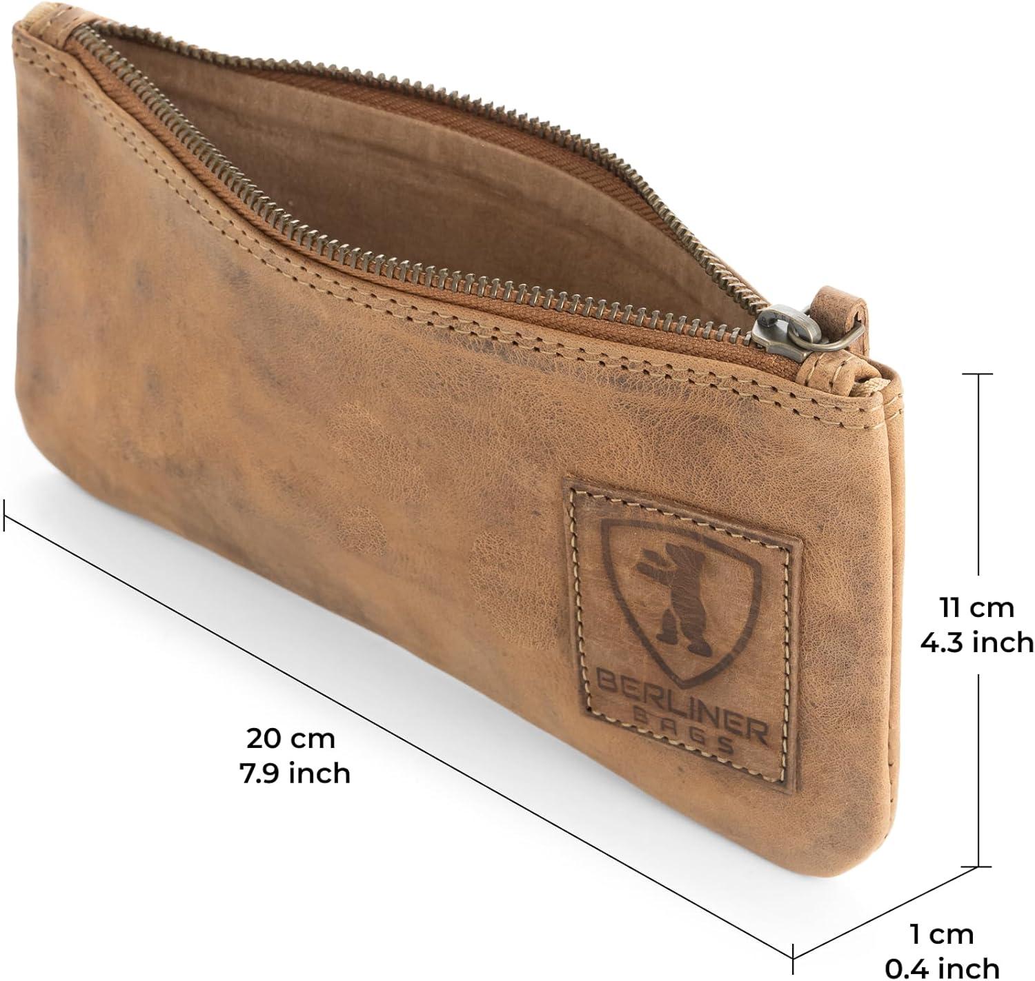 imageBERLINER BAGS Vintage Leather Pencil Case Pen Pouch for Work and University for Men and WomenWalnut