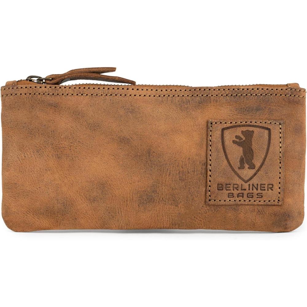 imageBERLINER BAGS Vintage Leather Pencil Case Pen Pouch for Work and University for Men and WomenWalnut