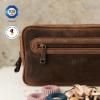 imageBERLINER BAGS Vintage Genuine Leather Toiletry Bag Max 2 Two Zippered Compartments Large Capacity Cosmetics Bag for Men and Women for Travel  BrownDark Brown