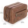 imageBERLINER BAGS Vintage Genuine Leather Toiletry Bag Max 2 Two Zippered Compartments Large Capacity Cosmetics Bag for Men and Women for Travel  BrownDark Brown