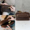 imageBERLINER BAGS Vintage Genuine Leather Toiletry Bag Max 2 Two Zippered Compartments Large Capacity Cosmetics Bag for Men and Women for Travel  BrownDark Brown