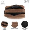 imageBERLINER BAGS Vintage Genuine Leather Toiletry Bag Max 2 Two Zippered Compartments Large Capacity Cosmetics Bag for Men and Women for Travel  BrownDark Brown