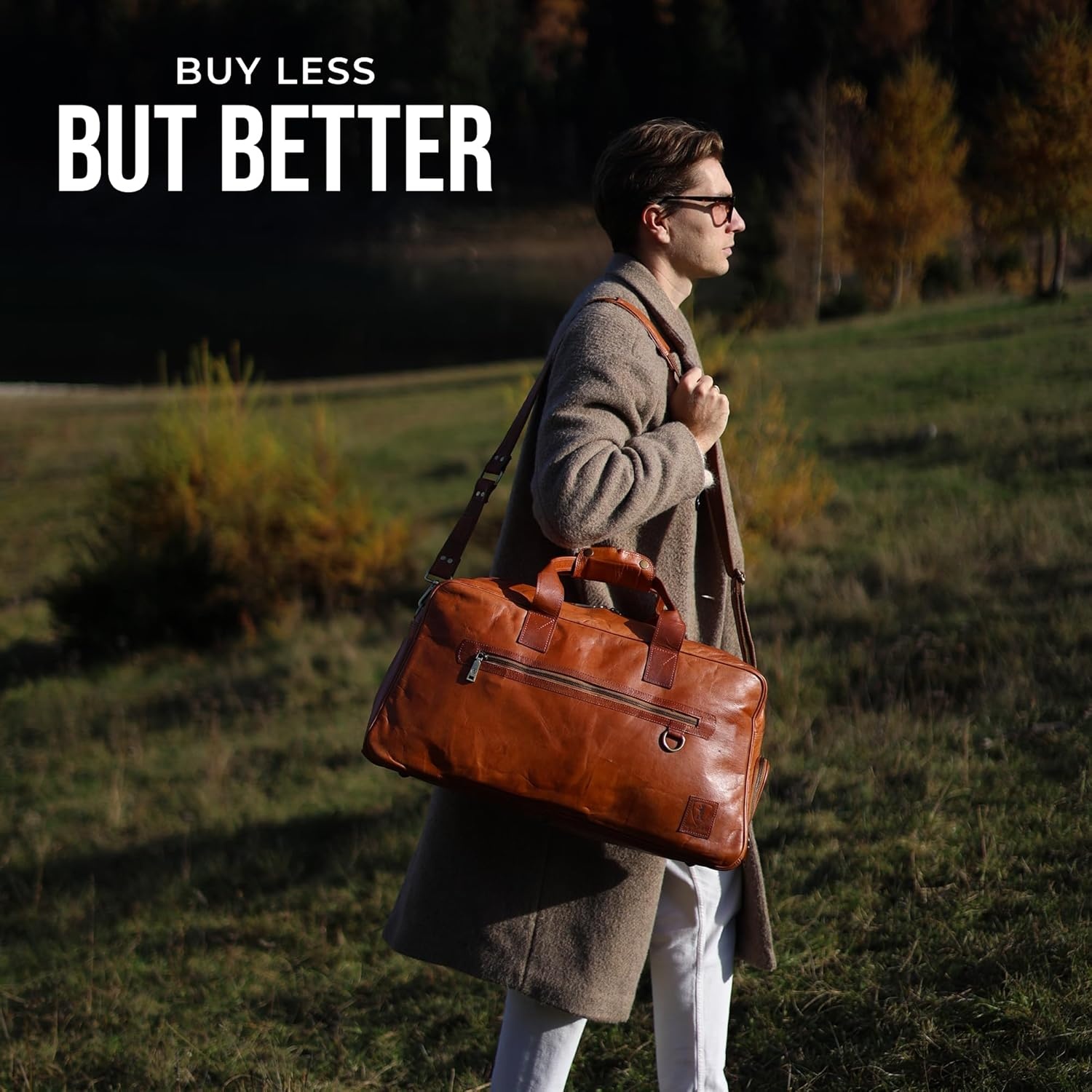 image:imageBerliner Bags Vintage Genuine Leather Duffle Austin XL for Travel or the Gym Weekender Bag with Shoe Compartment Overnight Bag for Men and Women  Brown