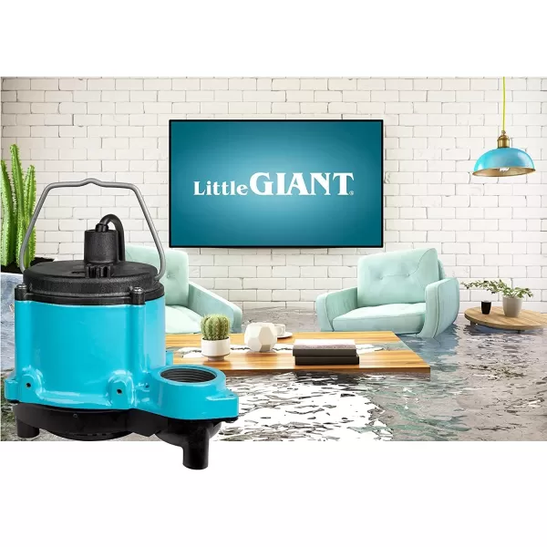 Little Giant 6-CIM-R 115-Volt, 1/3 HP, 2750 GPH Manual Submersible Sump/Utility Pump with 10-Ft. Cord, Blue, 506271