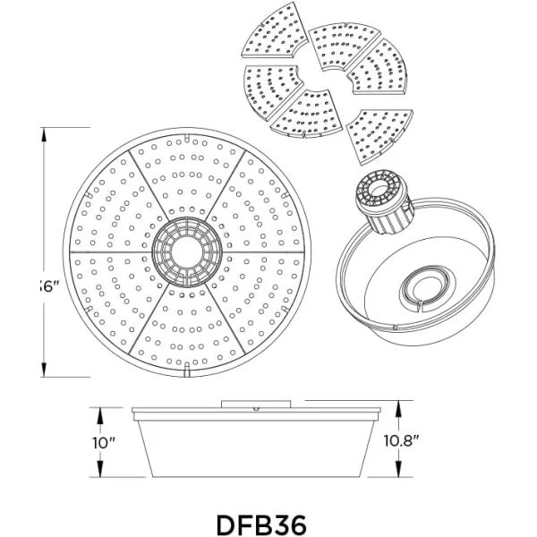 Little Giant DFB36 36-Inch Disappearing Water Fountain Basin, Supports Up to 2,000 lbs., Black, 566517