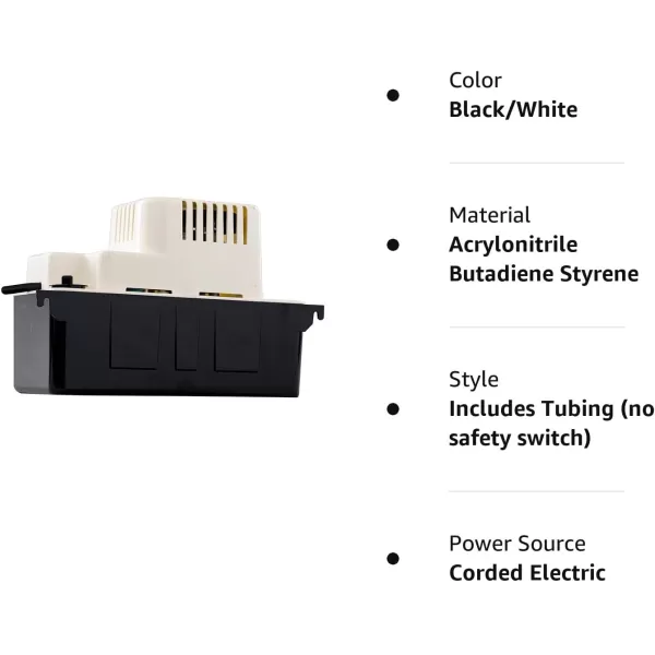 Little Giant VCMA-15ULS 115 Volt, 65 GPH, 1/50 HP Automatic Condensate Removal Pump with Safety Switch, White/Black, 554405)