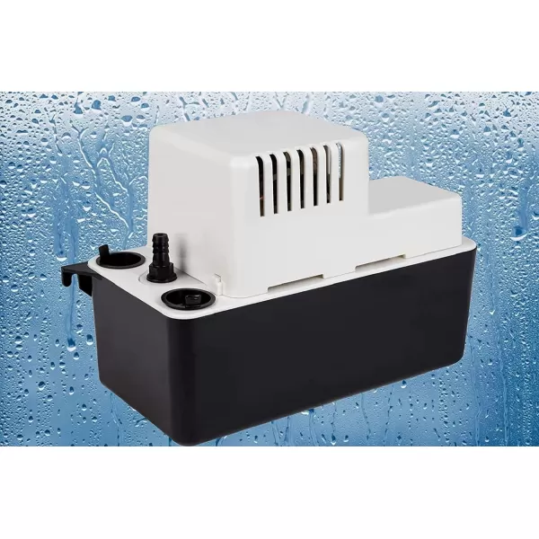 Little Giant VCMA-15ULS 115 Volt, 65 GPH, 1/50 HP Automatic Condensate Removal Pump with Safety Switch, White/Black, 554405)