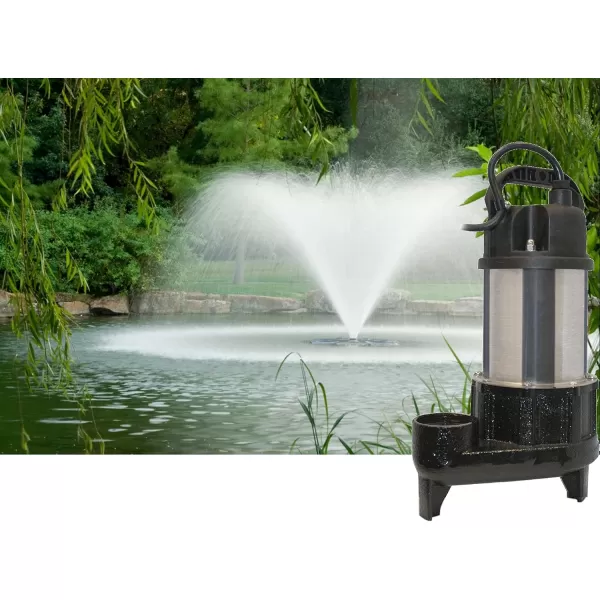 Little Giant WGFP-100 115 Volt, 6400 GPH Stainless Steel and Cast Iron Water Feature Pump with 19-Ft. Cord, Black, 566070