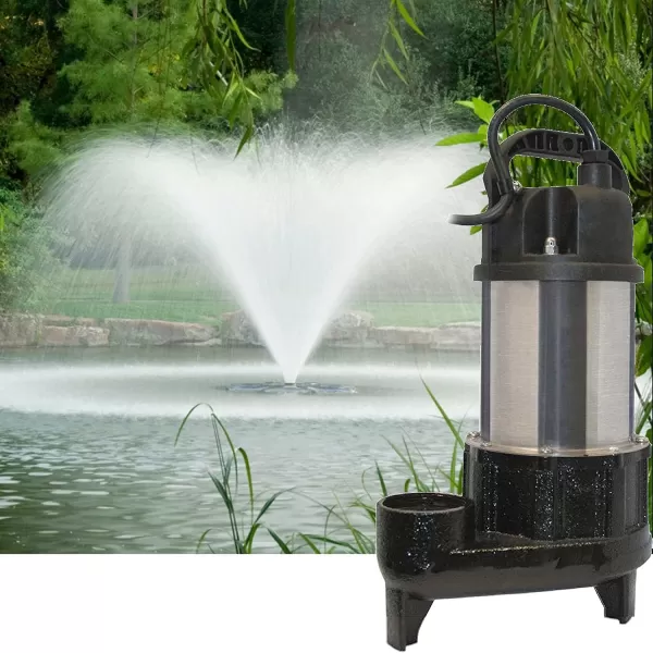 Little Giant WGFP-100 115 Volt, 6400 GPH Stainless Steel and Cast Iron Water Feature Pump with 19-Ft. Cord, Black, 566070