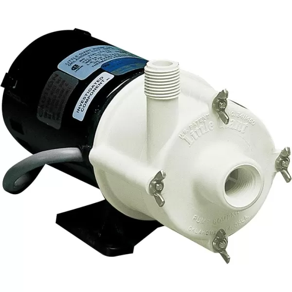 Little Giant 4-MDQX-SC 115-Volt, 1/10 HP, 1225 GPH, Non-Submersible Magnetic Drive Free Flow Aquarium Circulation Pump, 6-Ft. Cord, Black/White, 582507