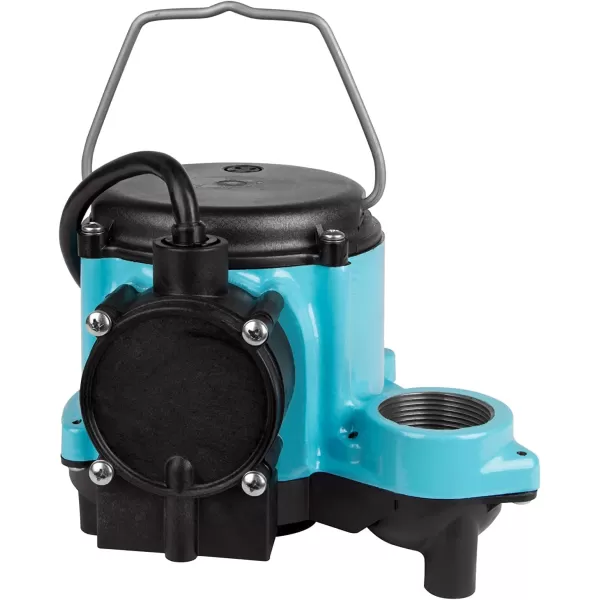 Little Giant 6-CIA 115 Volt, 1/3 HP 2760 GPH Cast Iron Submersible Sump Pump with Extended Leg Kit and Integral Diaphragm Switch, 10-Ft. Cord, Blue, 506162