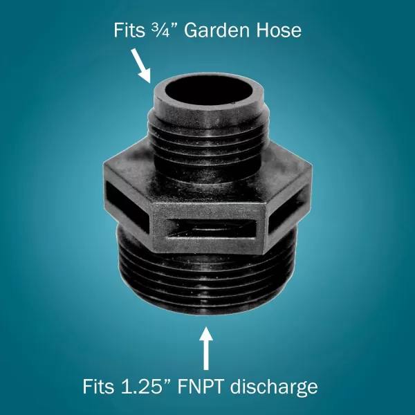 Little Giant GH-1, 1-Inch MNPT x 3/4-inch Male GHT Garden Hose Reducer/Adapter for Utility, Pond or Hydroponic Pumps with 1-inch FNPT discharge, Black, 599030