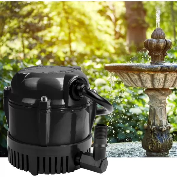 Little Giant #1 115 Volt, 1/150 HP, 205 GPH Direct Drive Small Submersible Fountain Pump with 6-foot cord, Black, 501004