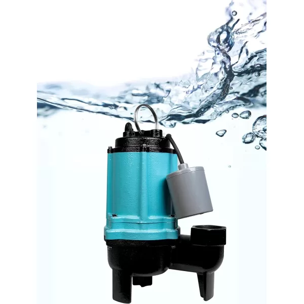 Little Giant 10SC-CIM 115 Volt, 1/2 HP, 7200 GPH Cast Iron Manual Submersible Sewage/Effluent Pump with 20-Ft. Cord , Blue, 511432