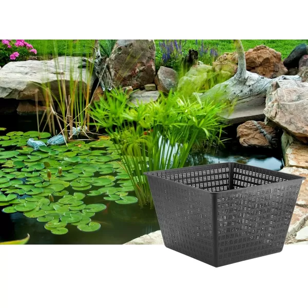 Little Giant 566556 UPB-1212-PW Square Aquatic Plant Basket for Ponds, 11.35 inches Square x 7.35 inches high, Black, 566556)