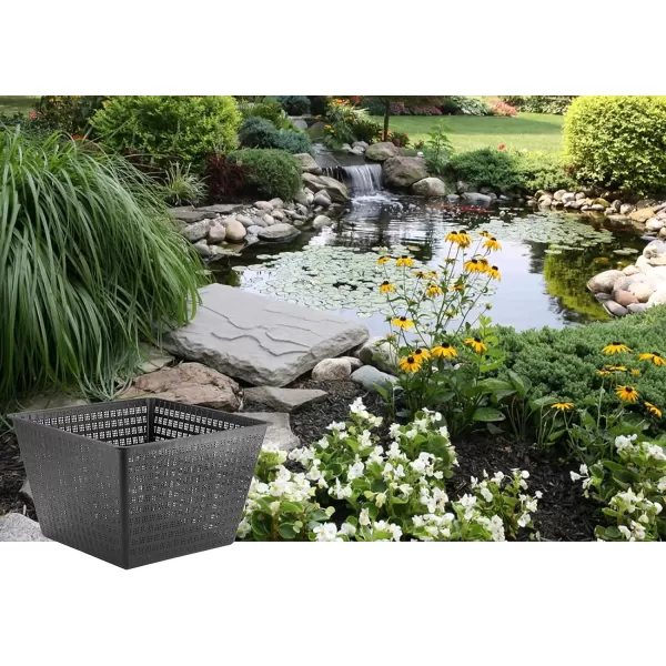 Little Giant 566556 UPB-1212-PW Square Aquatic Plant Basket for Ponds, 11.35 inches Square x 7.35 inches high, Black, 566556)