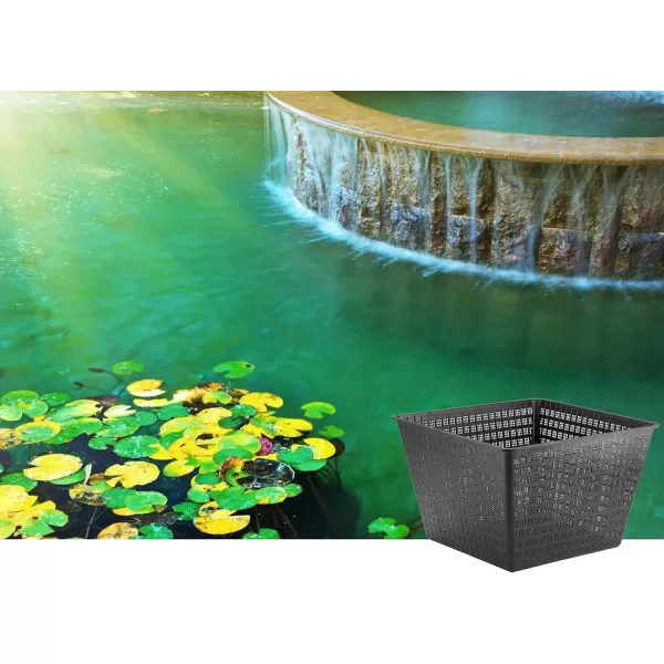 Little Giant 566556 UPB-1212-PW Square Aquatic Plant Basket for Ponds, 11.35 inches Square x 7.35 inches high, Black, 566556)