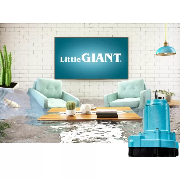 Little Giant 9EC-CIA-RF 115 Volt, 4/10 HP, 4200 GPH Automatic Cast Iron Sump/Effluent Pump with Piggyback Float Switch and 20-Ft. Cord, Blue, 509801