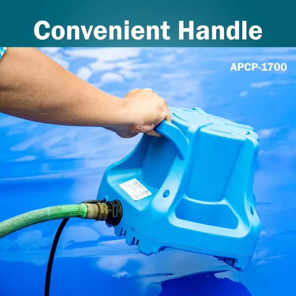 Little Giant APCP-1700 115-Volt, 1/3 HP, 1745 GPH, Automatic, Submersible, Swimming Pool Cover Pump with 25-Ft. Cord, Light Blue, 577301