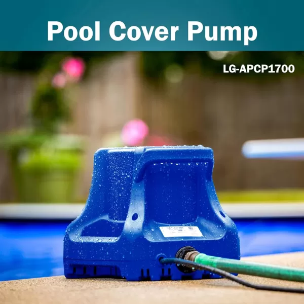 Little Giant APCP-1700 115-Volt, 1/3 HP, 1745 GPH, Automatic, Submersible, Swimming Pool Cover Pump with 25-Ft. Cord, Light Blue, 577301