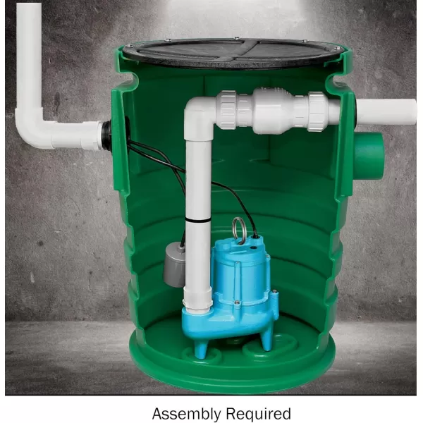 Little Giant WCR-9SP 115 Volt, 4/10 HP, 4800 GPH Sewage/Effluent/Wastewater Collection and Removal System, Structural Foam Cover, Green/Blue, 509081