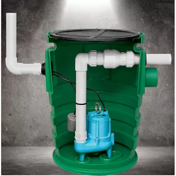 Little Giant WCR-9SP 115 Volt, 4/10 HP, 4800 GPH Sewage/Effluent/Wastewater Collection and Removal System, Structural Foam Cover, Green/Blue, 509081