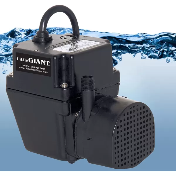 Little Giant 2E-38N In-line/Submersible 300 GPH, 1/40 HP, 115 Volt Manual Small Oil-filled Aluminum Pump with 6-ft. Cord, Black, 502403