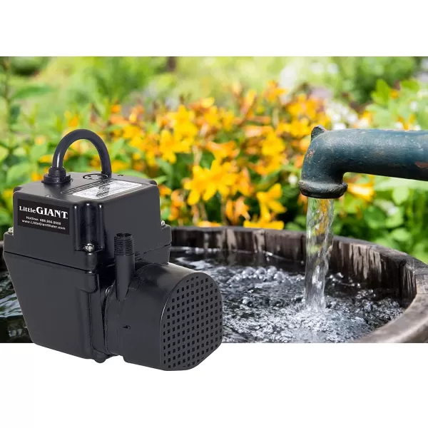 Little Giant 2E-38N In-line/Submersible 300 GPH, 1/40 HP, 115 Volt Manual Small Oil-filled Aluminum Pump with 6-ft. Cord, Black, 502403