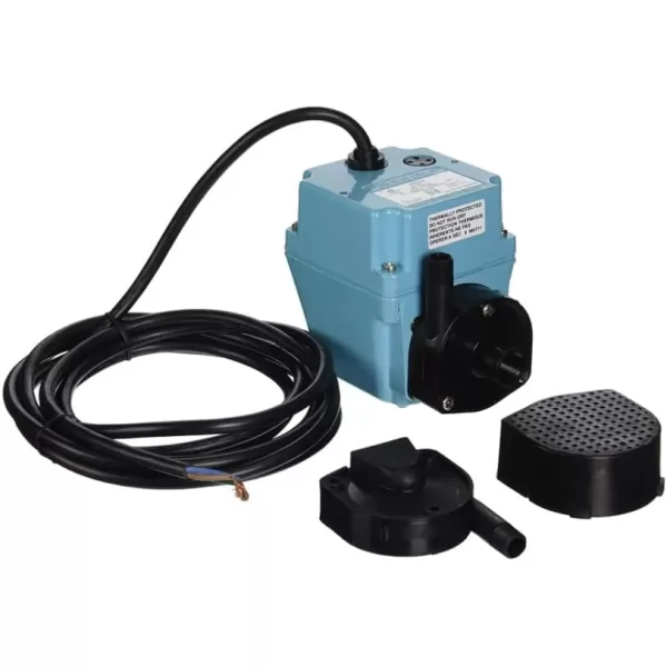 Little Giant 2E-38NT 115 Volt, 300 GPH, 1/40 HP, Manual, In-line/Submersible Small Oil-filled Aluminum Pump with 10-Ft. Cord, Blue, 502286)