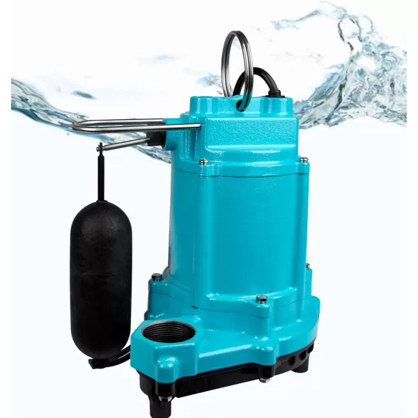 Little Giant 6EC-CIA-SFS 1/3 HP, 115-Volt, 3180 GPH Automatic Cast Iron Submersible Sump/Effluent Pump with Polypropylene Base, Integral Snap-Action Float Switch and 10-Ft. Cord, Blue, 506807