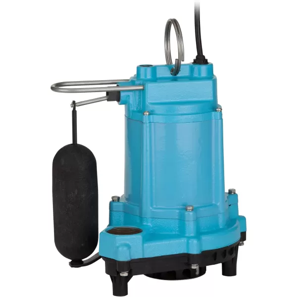 Little Giant 6EC-CIA-SFS 1/3 HP, 115-Volt, 3180 GPH Automatic Cast Iron Submersible Sump/Effluent Pump with Polypropylene Base, Integral Snap-Action Float Switch and 10-Ft. Cord, Blue, 506807