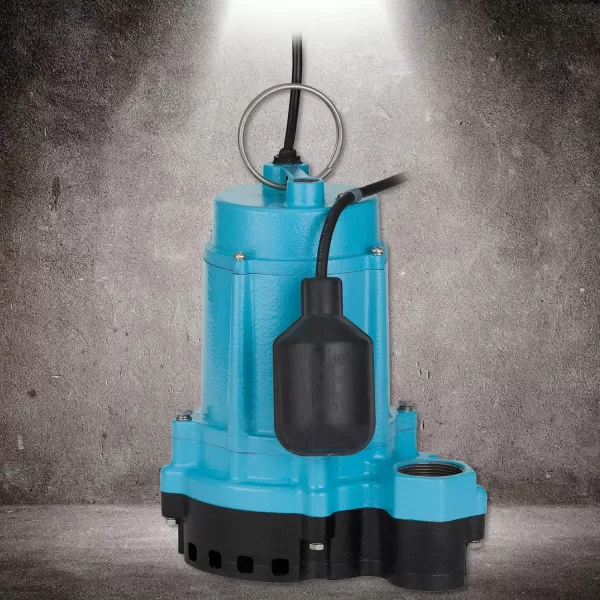 Little Giant 6EC-CIA-SFS 1/3 HP, 115-Volt, 3180 GPH Automatic Cast Iron Submersible Sump/Effluent Pump with Polypropylene Base, Integral Snap-Action Float Switch and 10-Ft. Cord, Blue, 506807