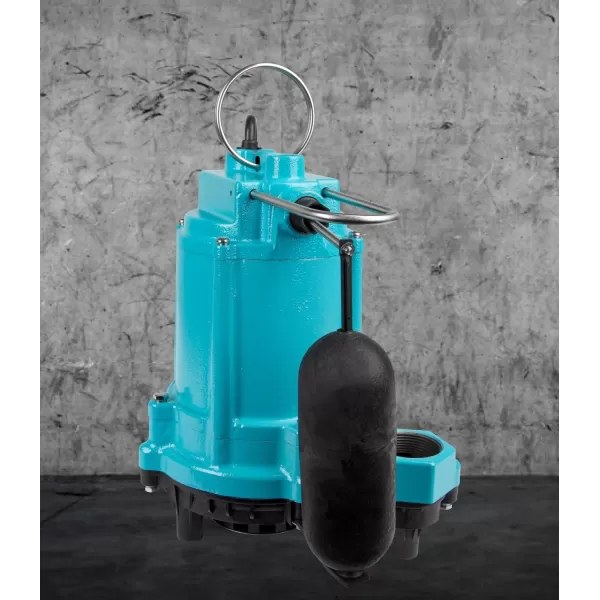 Little Giant 6EC-CIA-SFS 1/3 HP, 115-Volt, 3180 GPH Automatic Cast Iron Submersible Sump/Effluent Pump with Polypropylene Base, Integral Snap-Action Float Switch and 10-Ft. Cord, Blue, 506807